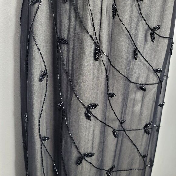 Vintage 90s y2k black silk beaded vine long prom homecoming witchy dress size 12 - Picture 4 of 8